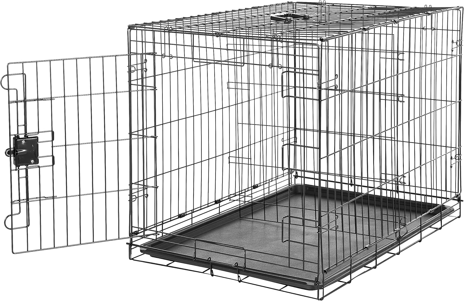 Caisse de repos métallique pour chien, porte ouvrante et plateau amovible