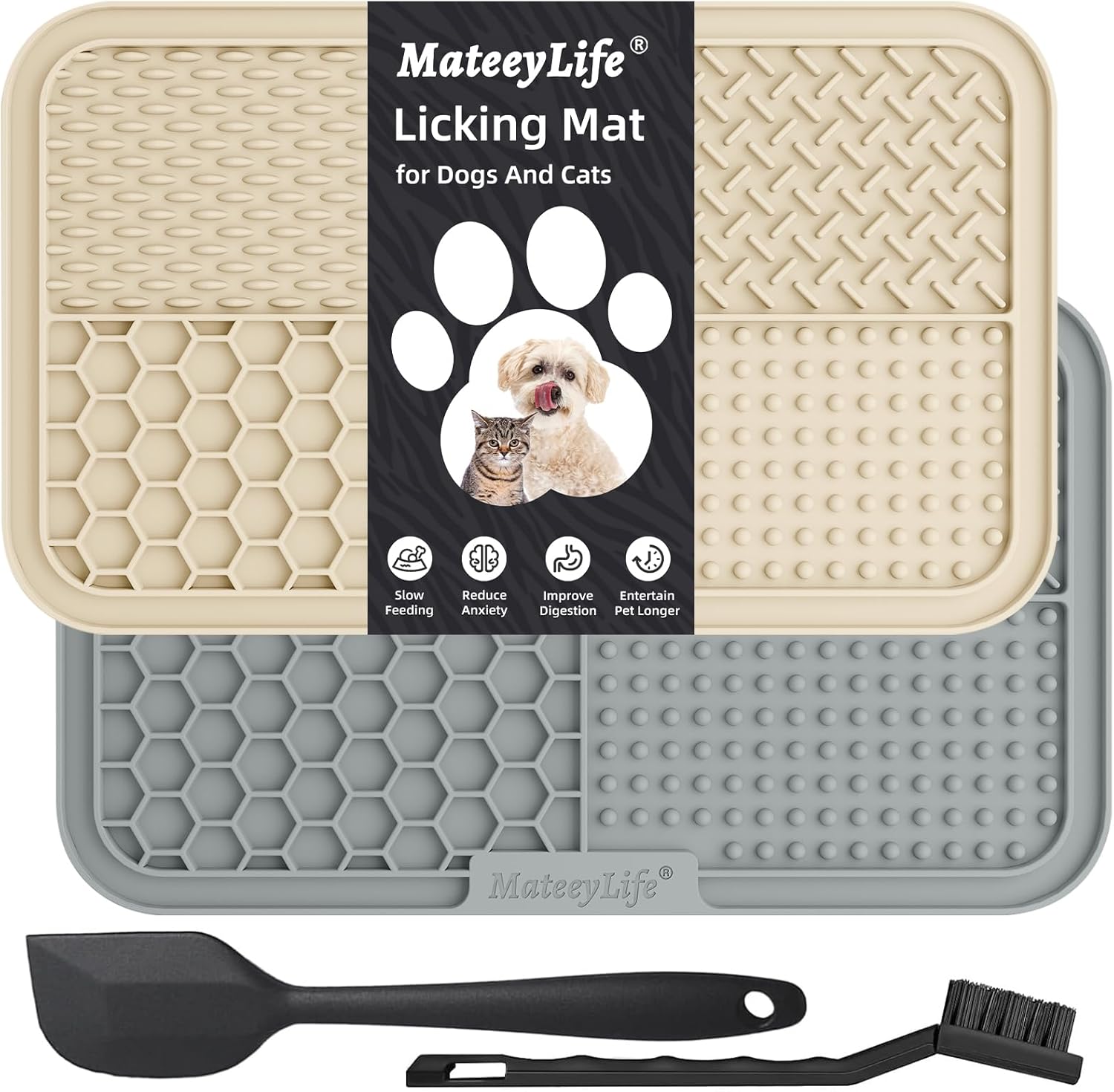 Tapis de léchage en silicone à rainures pour chien