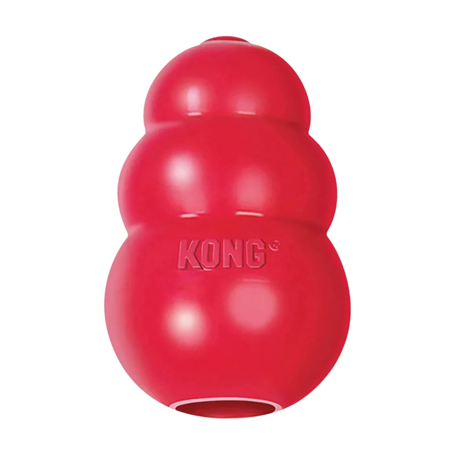 Kong Classic rouge, jouet distributeur en caoutchouc naturel de forme conique à trois renflements