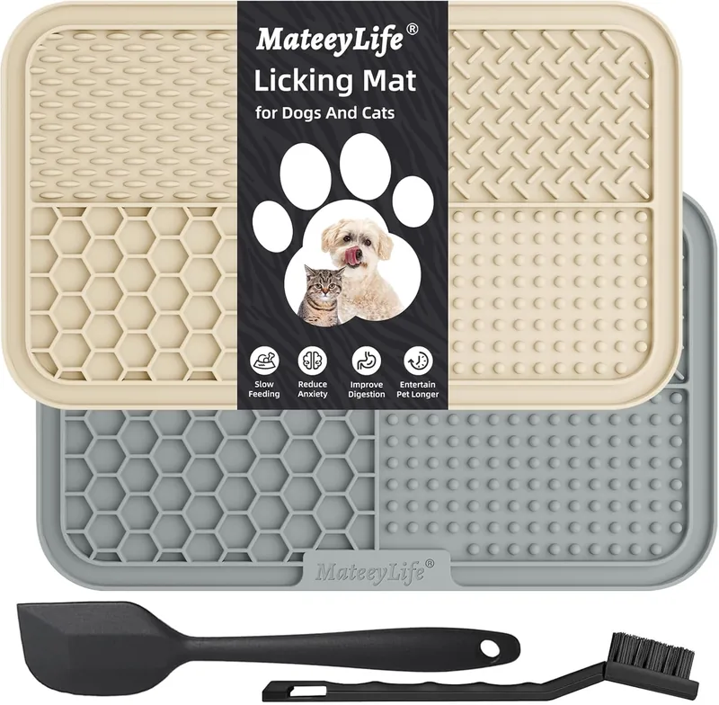 Tapis de léchage en silicone souple à motifs en relief, pour étaler de la nourriture molle et occuper un chiot